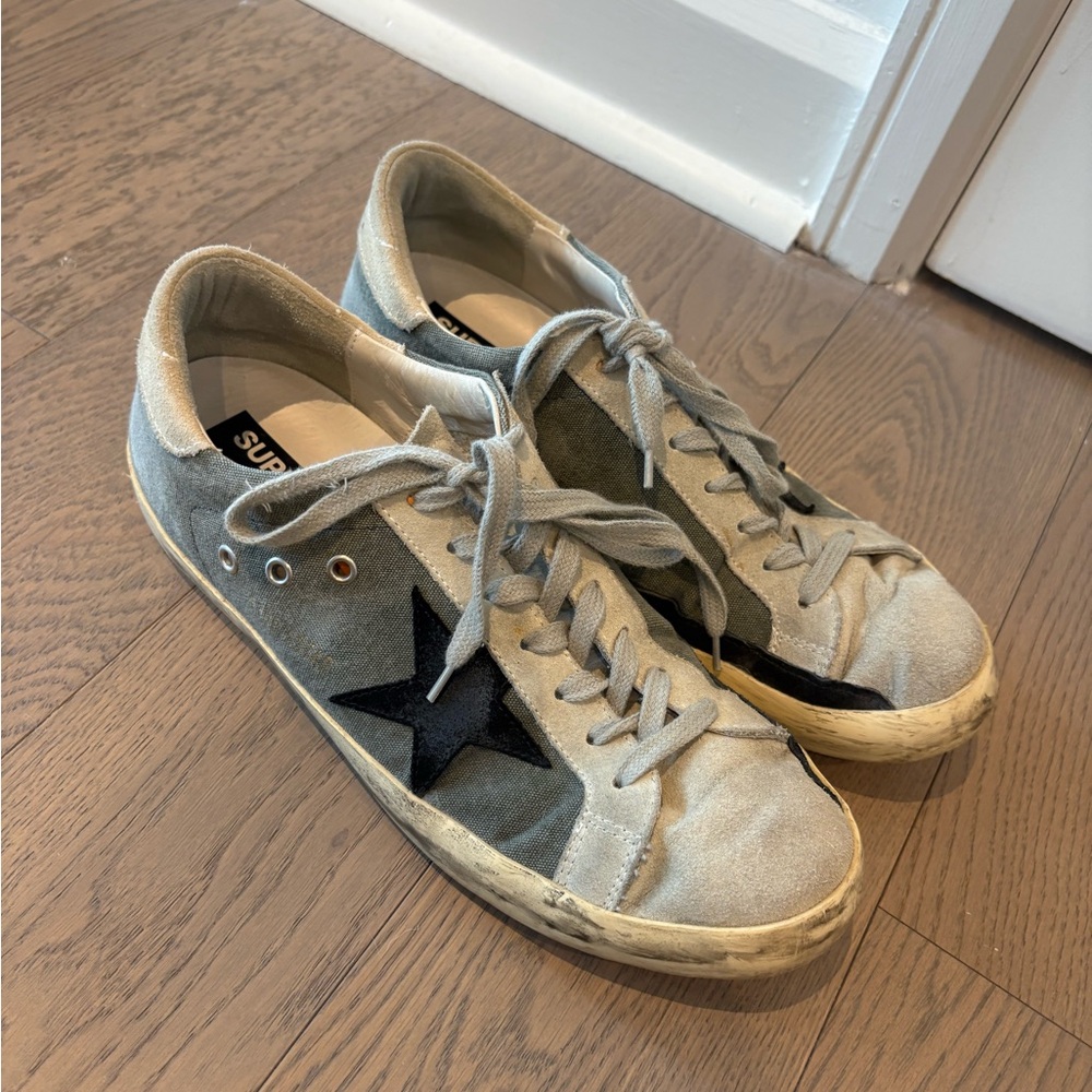 Golden Goose Gray and Black Star Sneakers